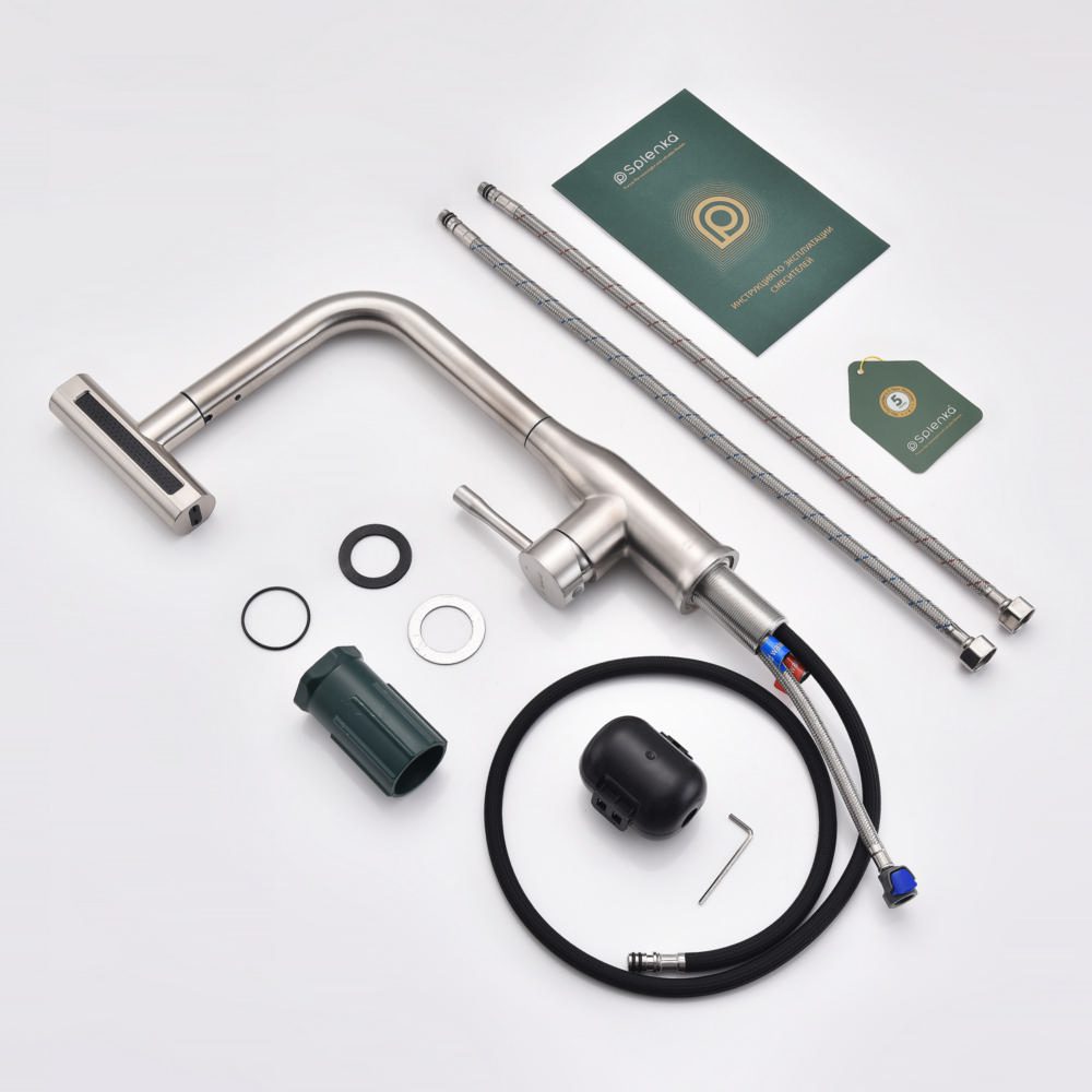 Смеситель для кухни с выдвижным изливом Splenka S206.49.05, сатин — изображение 3