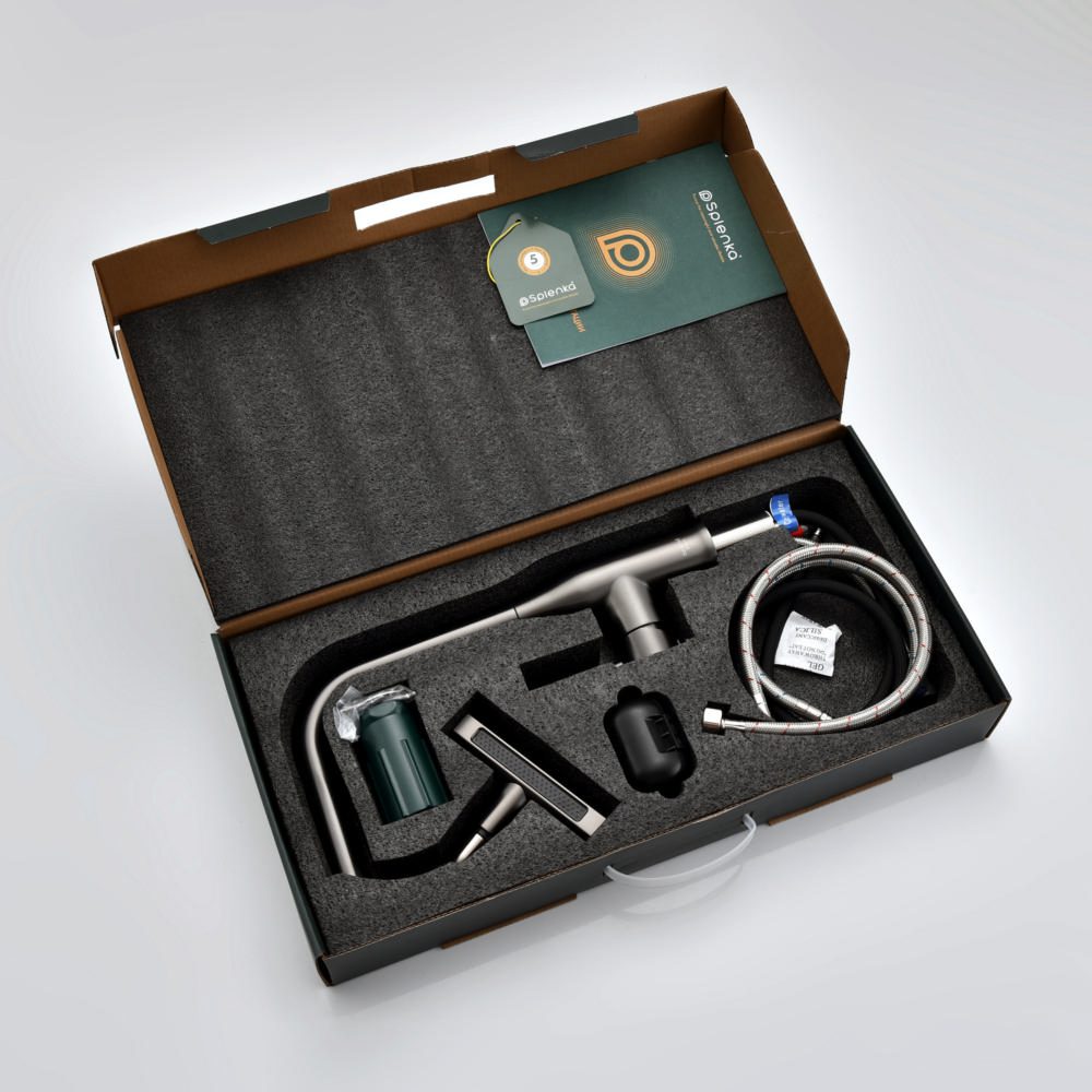 Смеситель для кухни с выдвижным изливом Splenka S206.49.09, графит — изображение 4