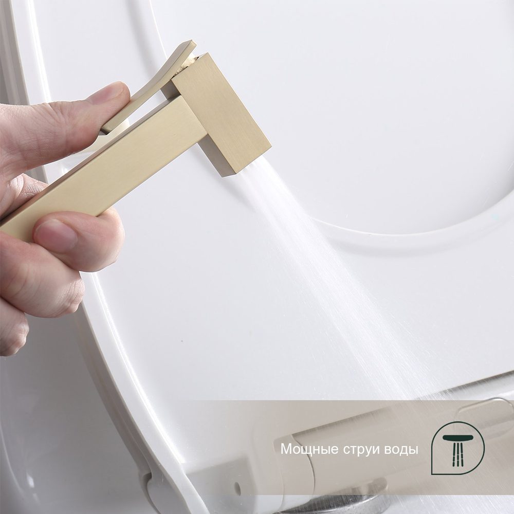 Смеситель скрытого монтажа для гигиенического душа Splenka S98.52.03, золотой сатин — изображение 3