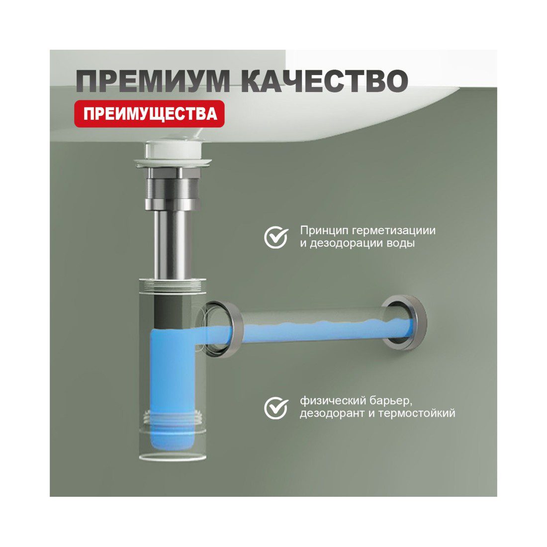 Сифон для умывальника бутылочный Raglo R600.20 — изображение 3