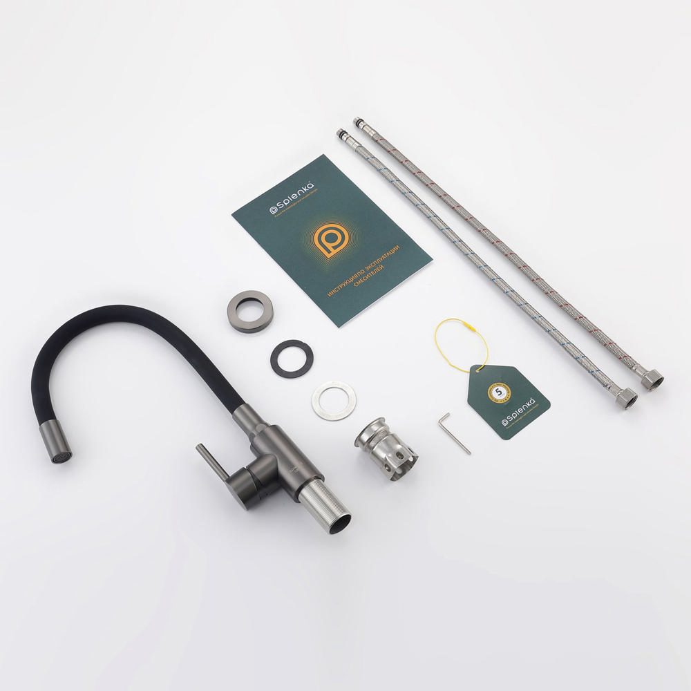 Смеситель для кухни с гибким изливом Splenka S201.4406.09, графит — изображение 7