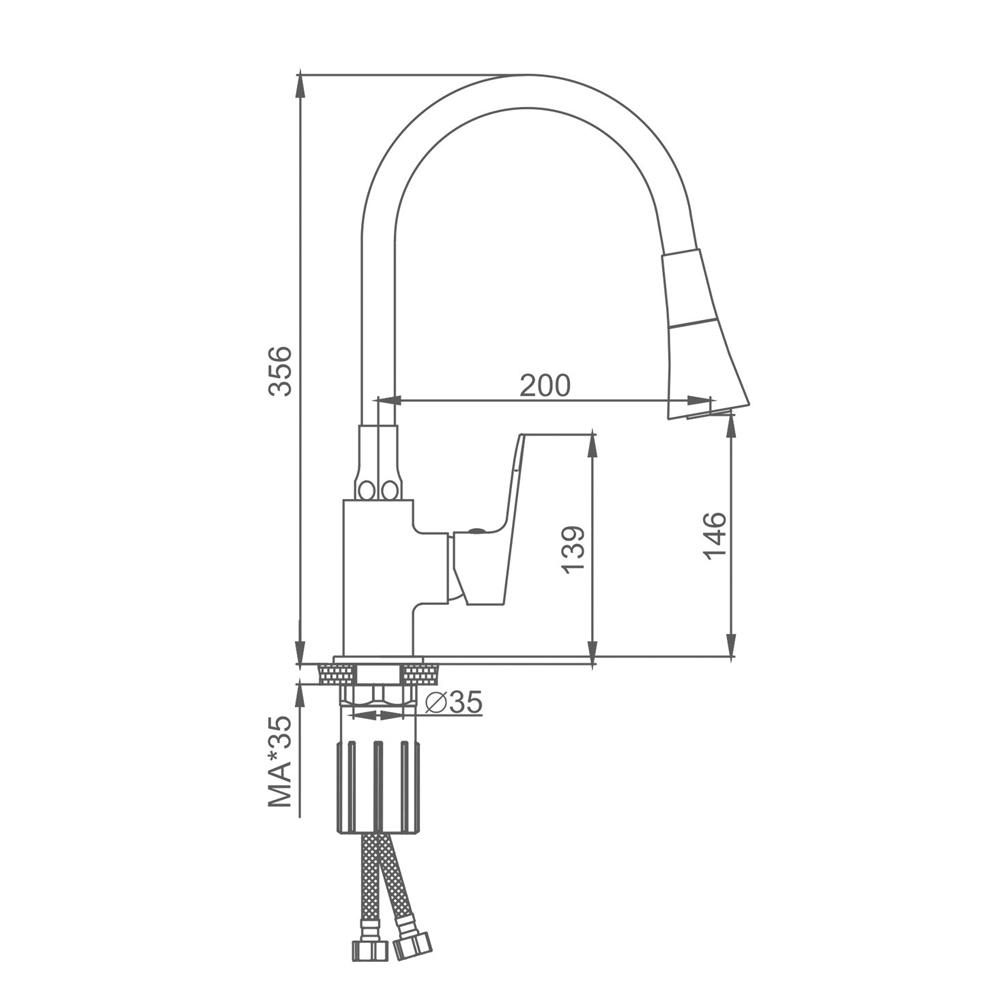 Смеситель для кухни с гибгим издивом Splenka S41.43.03, золотой сатин — изображение 2