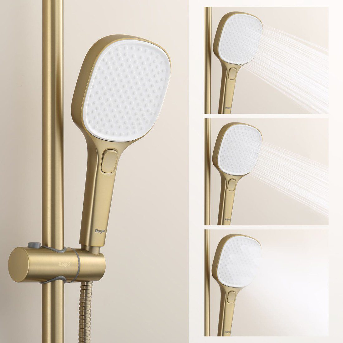Душевая система с термостатическим смесителем Raglo R22.26.03, золотой сатин — изображение 3
