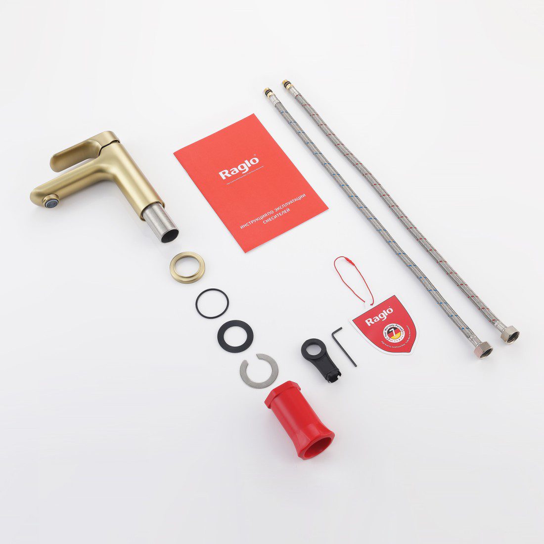 Смеситель для умывальника Raglo R03.10.03, золотой сатин — изображение 9