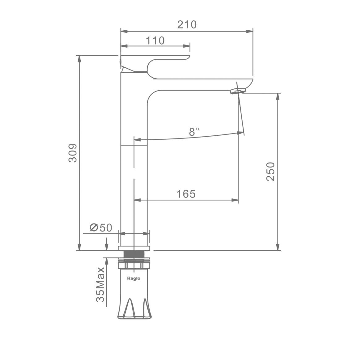Смеситель для умывальника Raglo R03.15.03, золотой сатин — изображение 2