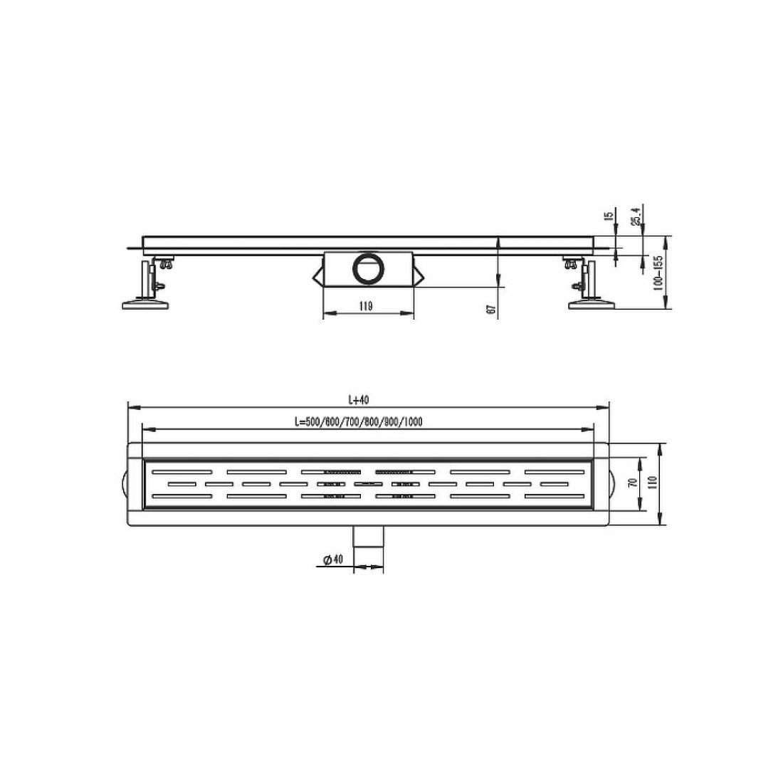Трап для душа Raglo R650.80.03 линейный, с решеткой "Волна", 80 см, золотой сатин — изображение 3