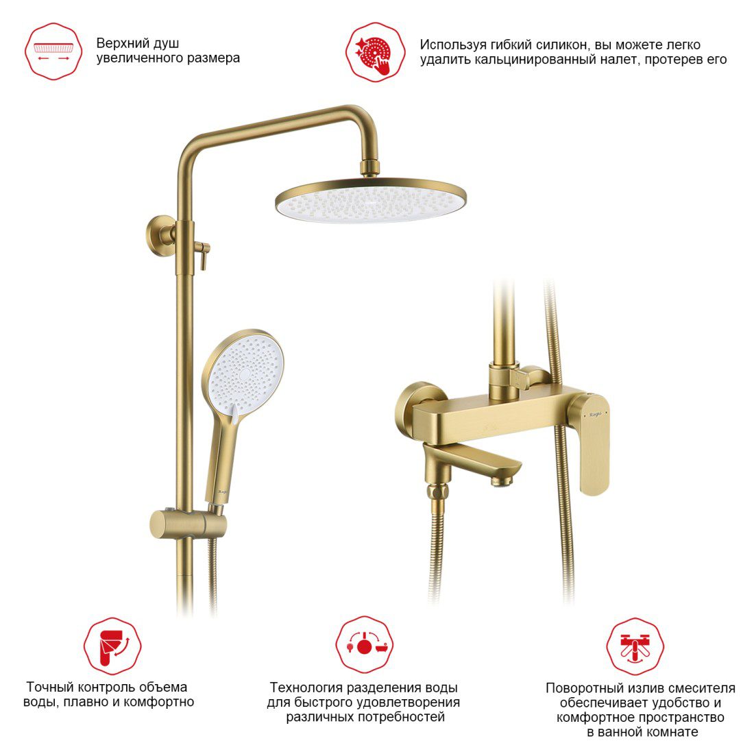 Душевая система Raglo R03.24.03, золотой сатин — изображение 13