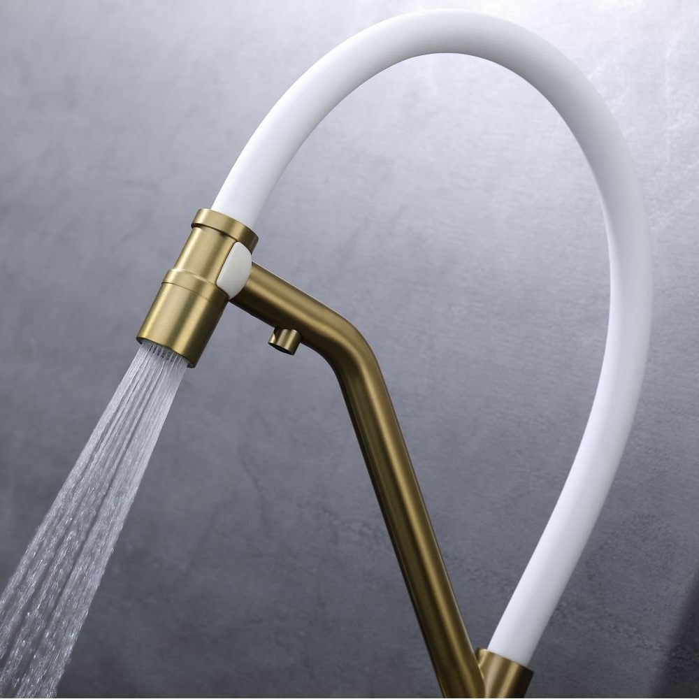 Смеситель для кухни под фильтр с гибким изливом Splenka S70.62.03, золотой сатин — изображение 8