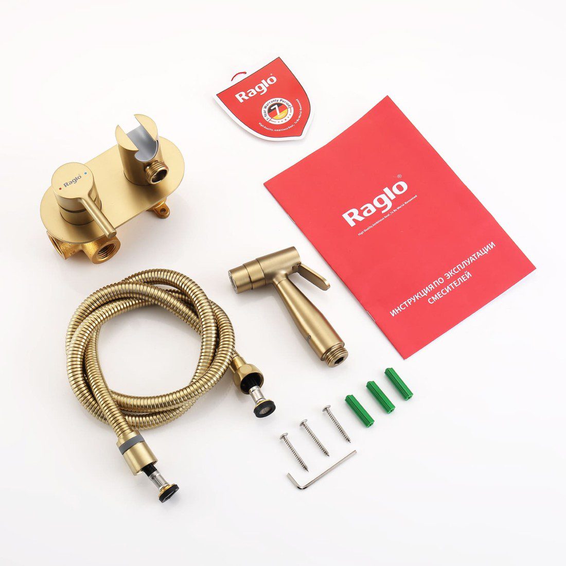 Смеситель скрытого монтажа для гигиенического душа Raglo R20.52.03, золотой сатин — изображение 2