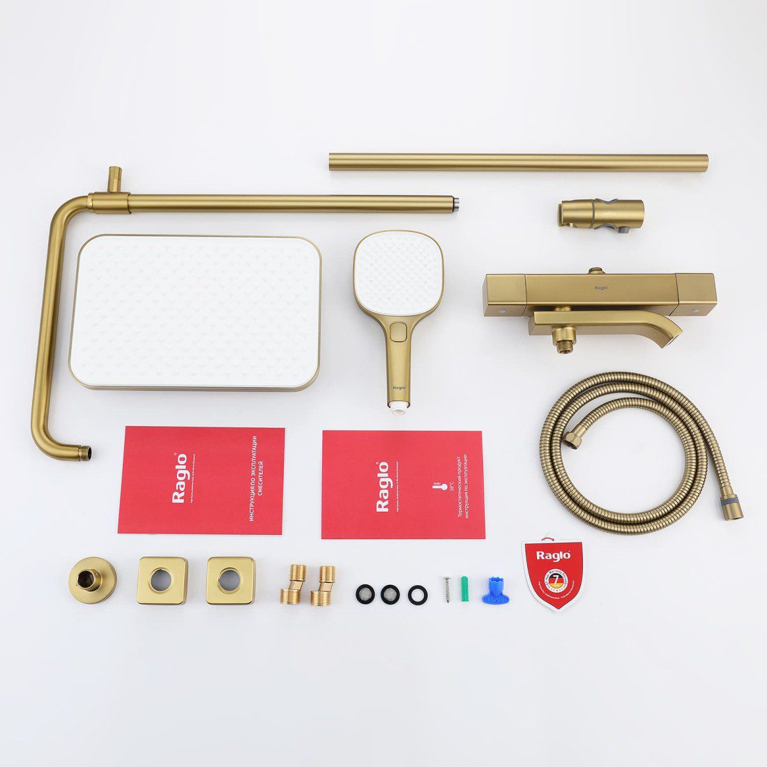 Душевая система с термостатическим смесителем Raglo R22.26.03, золотой сатин — изображение 2