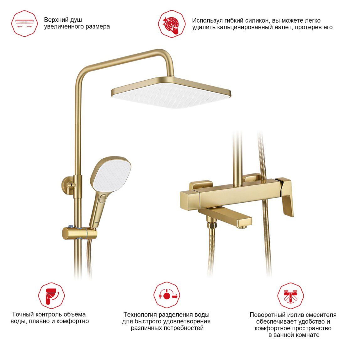 Душевая система Raglo R30.24.03, золотой сатин — изображение 14