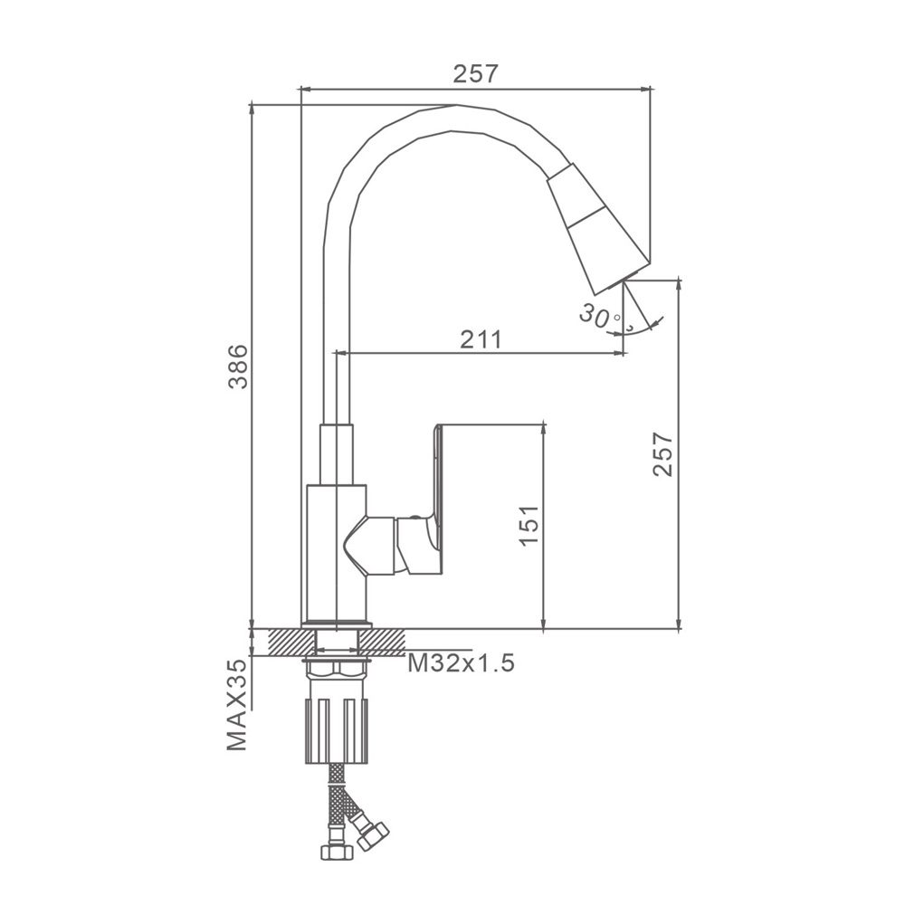 Смеситель для кухни с гибким изливом Splenka S05.43.06, чёрный — изображение 2