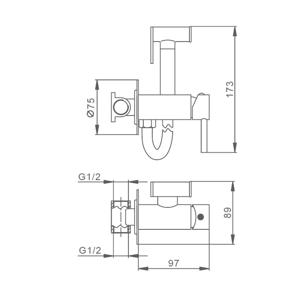 Смеситель скрытого монтажа для гигиенического душа Splenka S99.52.06, чёрный — изображение 2