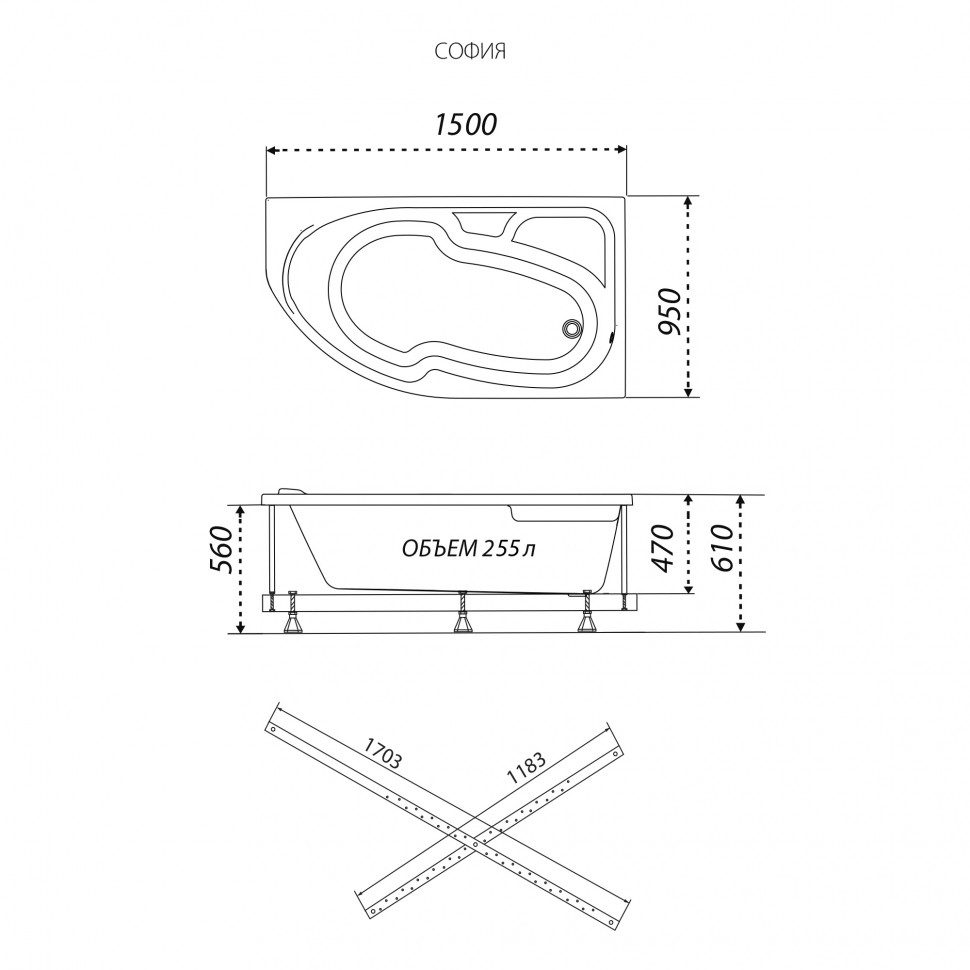 Ванна акриловая Тритон София 150, левая, Щ0000067269 — изображение 8