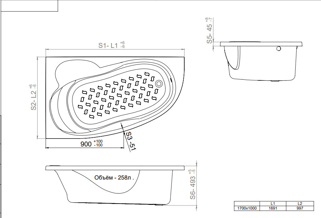 Ванна акриловая Тритон Изабель 170x100, левая, Щ0000048746 — изображение 8