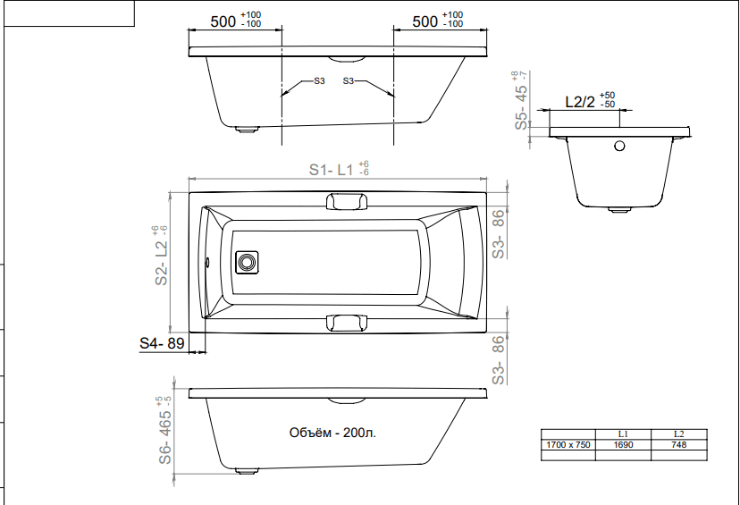 Ванна акриловая Тритон Алекса 170, Щ0000049164 — изображение 7