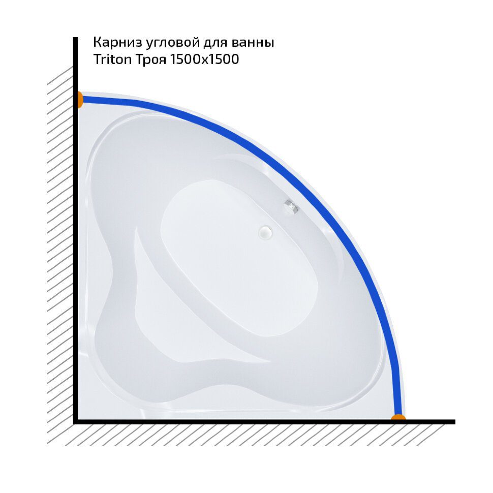 Карниз для ванны радиусный Тритон Троя 150x150, Щ0000052871 — изображение 3