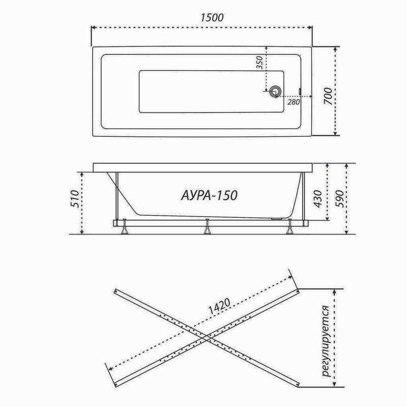 Ванна гидромассажная Тритон Аура 150 NEW, Базовая Flat, Щ000001442 — изображение 2