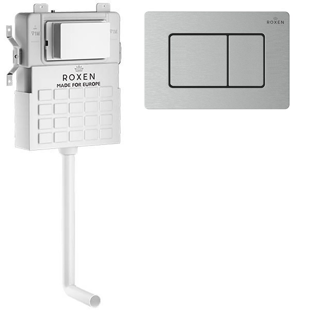 Комплект инсталляции для приставного унитаза Roxen Attach с кнопкой Steel (сатин/матовая), 968400