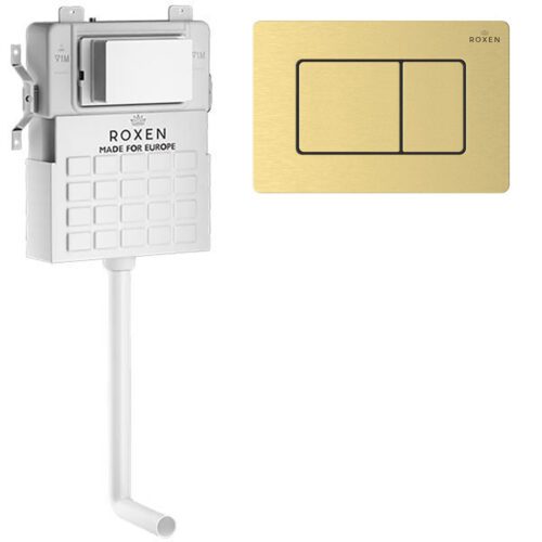 Комплект инсталляции для приставного унитаза Roxen Attach с кнопкой Steel (золото/матовая), 968403