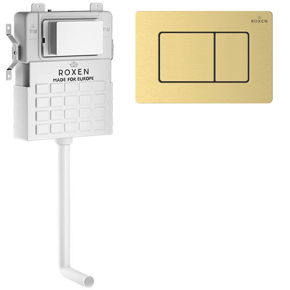 Комплект инсталляции для приставного унитаза Roxen Attach с кнопкой Steel (золото/матовая), 968403