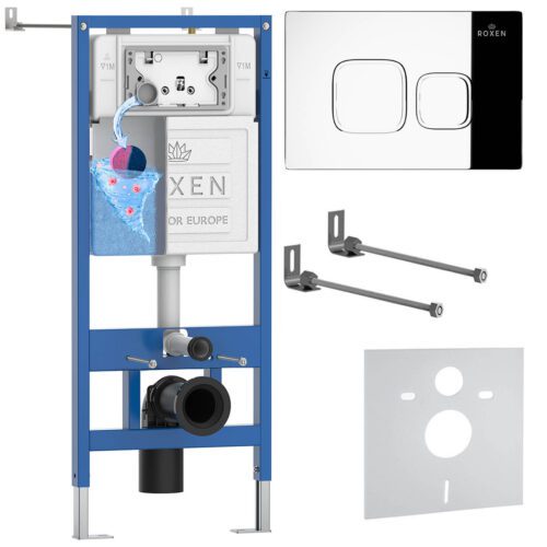 Комплект инсталляции Roxen StounFix Dual Fresh с кнопкой Santi (хром/глянец), 830081
