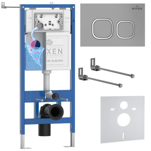 Комплект инсталляции Roxen StounFix Dual Fresh с кнопкой Santi (хром/матовая), 832071