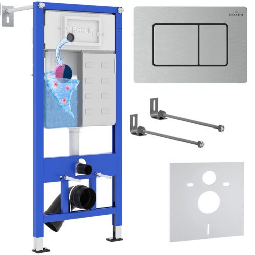 Комплект инсталляции Roxen StounFix Dual Fresh с кнопкой Steel (сатин/матовая), 968406