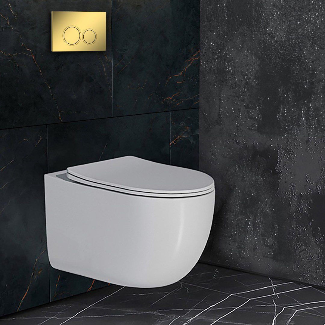 Комплект инсталляции Roxen StounFix Dual Fresh с унитазом Vortex и кнопкой Santi (золото/глянец), 968046 — изображение 11