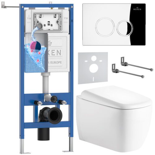 Комплект инсталляции Roxen StounFix Dual Fresh с унитазом Martin и кнопкой Santi (хром/глянец), 968509