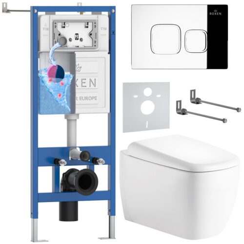 Комплект инсталляции Roxen StounFix Dual Fresh с унитазом Martin и кнопкой Santi (хром/глянец), 968516