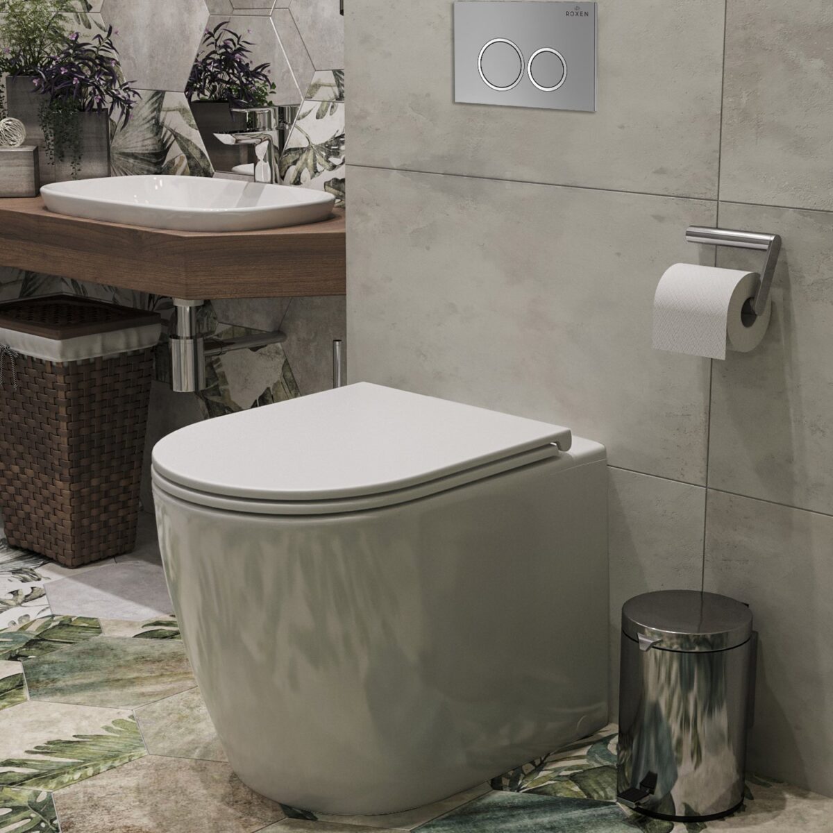 Комплект инсталляции для приставного унитаза Roxen Attach с кнопкой Santi (хром/матовая), 911247 — изображение 4