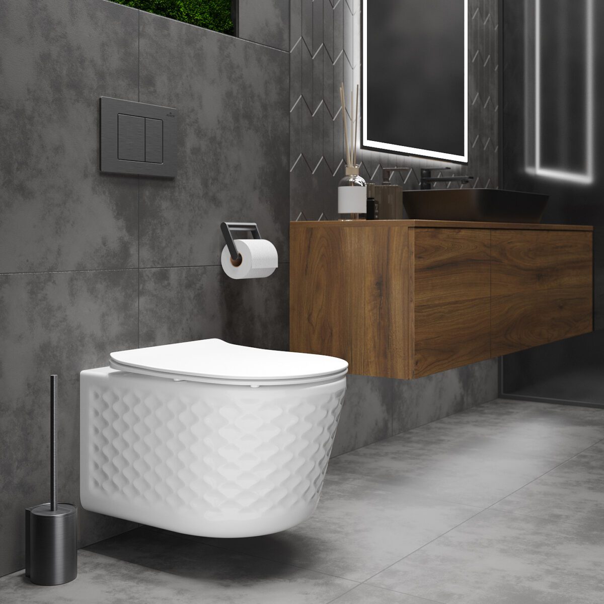 Комплект инсталляции Roxen StounFix Dual Fresh с унитазом Vine и кнопкой Caspia (пастель бежевая/матовая), 979004 — изображение 3