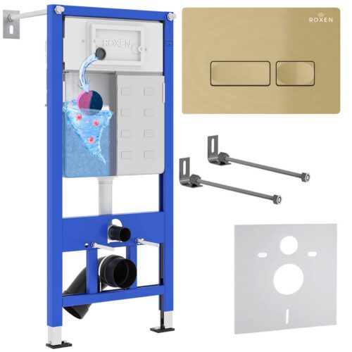 Комплект инсталляции Roxen StounFix Dual Fresh с кнопкой Caspia (золото/матовая), 968047