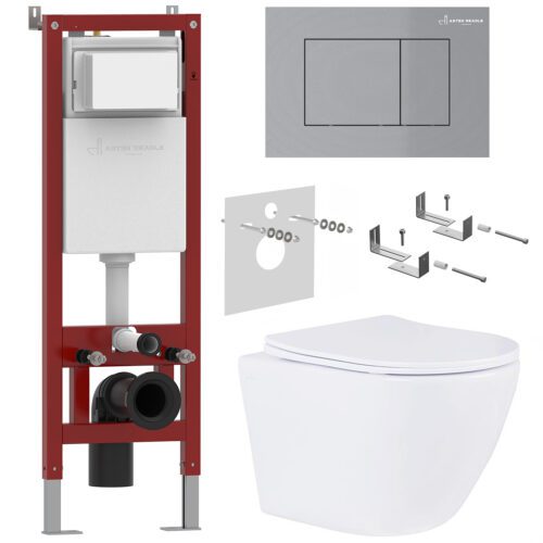 Комплект инсталляции Asten Readle Zentralmodul с унитазом Roxen Antares и кнопкой AR0601-M (хром/матовая), AR0601-185M