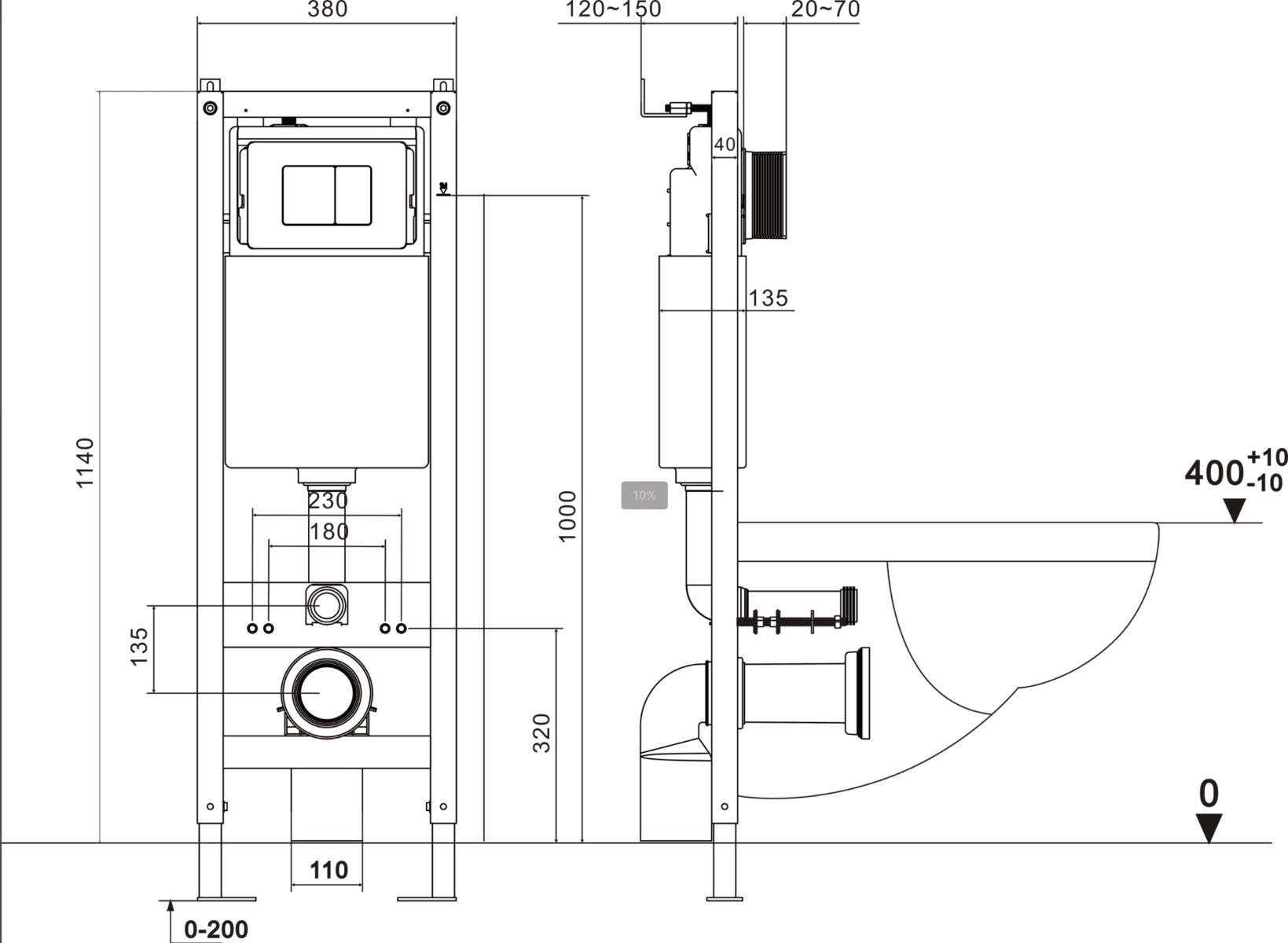Комплект инсталляции Asten Readle Zentralmodul с кнопкой AR0601-CH (хром/глянец), AR0501-0601CH — изображение 10