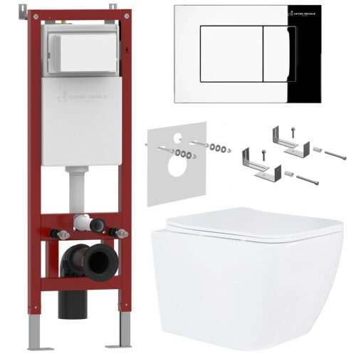 Комплект инсталляции Asten Readle Zentralmodul с унитазом Roxen Cube и кнопкой AR0601-CH (хром/глянец), AR0601-135CH