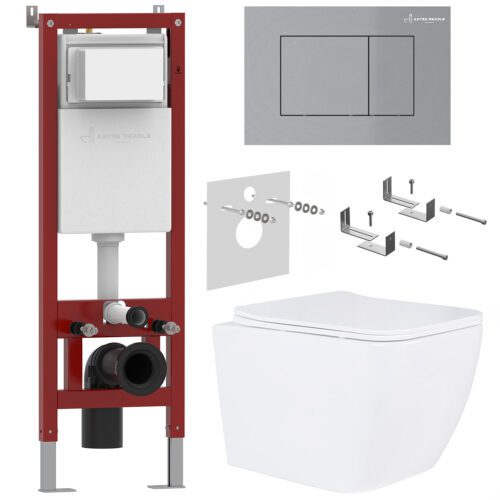 Комплект инсталляции Asten Readle Zentralmodul с унитазом Roxen Cube и кнопкой AR0601-M (хром/матовая), AR0601-135M