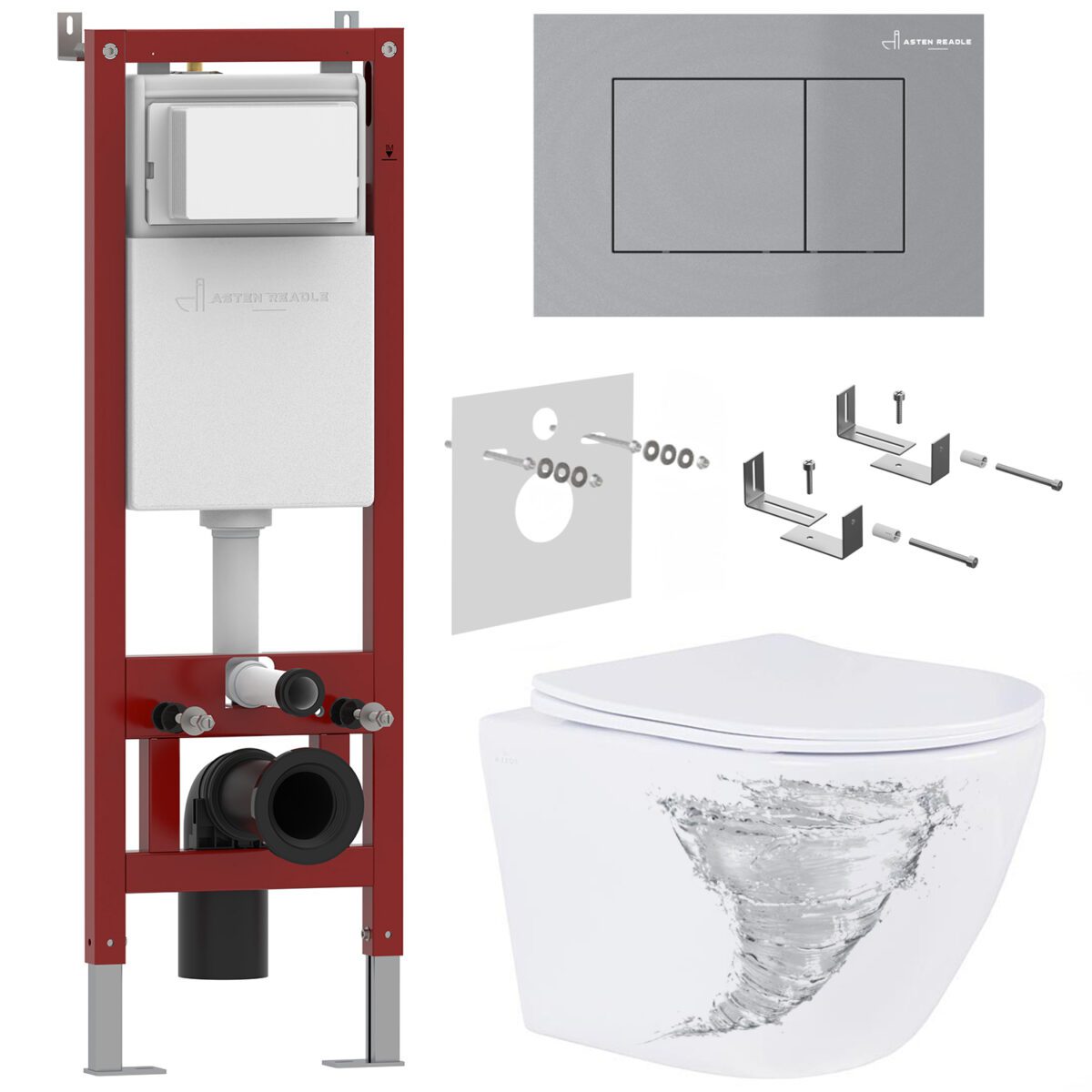 Комплект инсталляции Asten Readle Zentralmodul с унитазом Roxen Antares Tornado и кнопкой AR0601-M (хром/матовая), AR0601-205M
