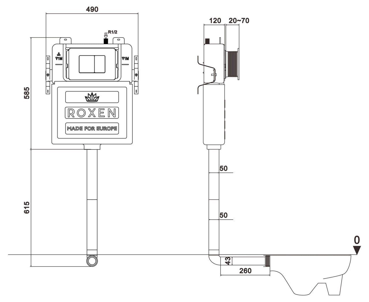 Комплект инсталляции Roxen Attach с приставным унитазом Antares и кнопкой Steel (золото/матовая), 968415 — изображение 5
