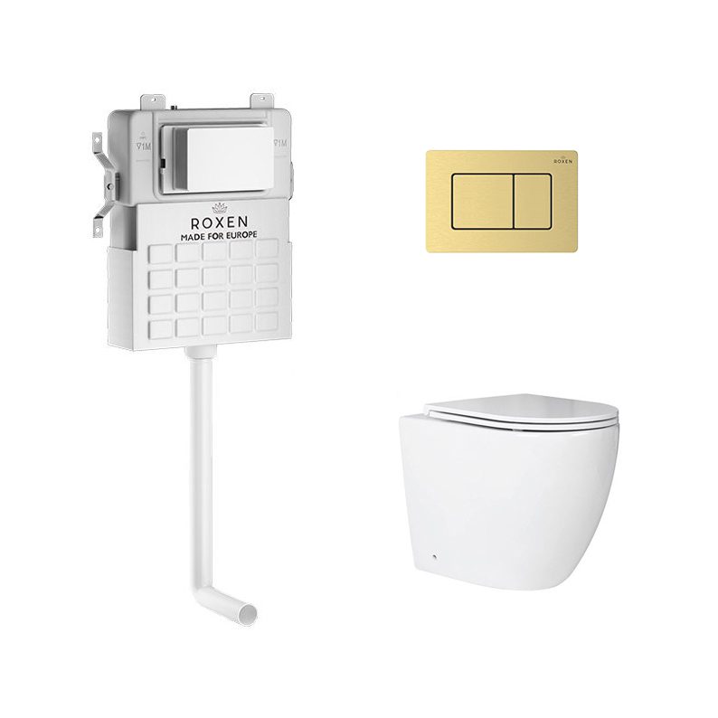 Комплект инсталляции Roxen Attach с приставным унитазом Antares и кнопкой Steel (золото/матовая), 968415