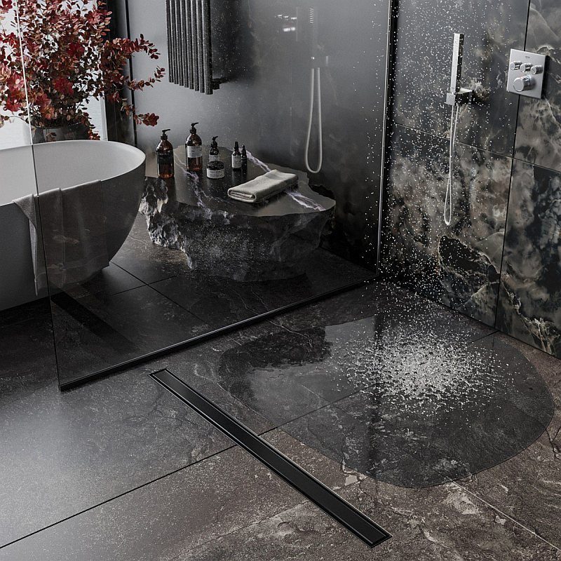 Трап для душа Roxen Supra Black 91050-65 линейный, "под плитку", 65 см — изображение 9