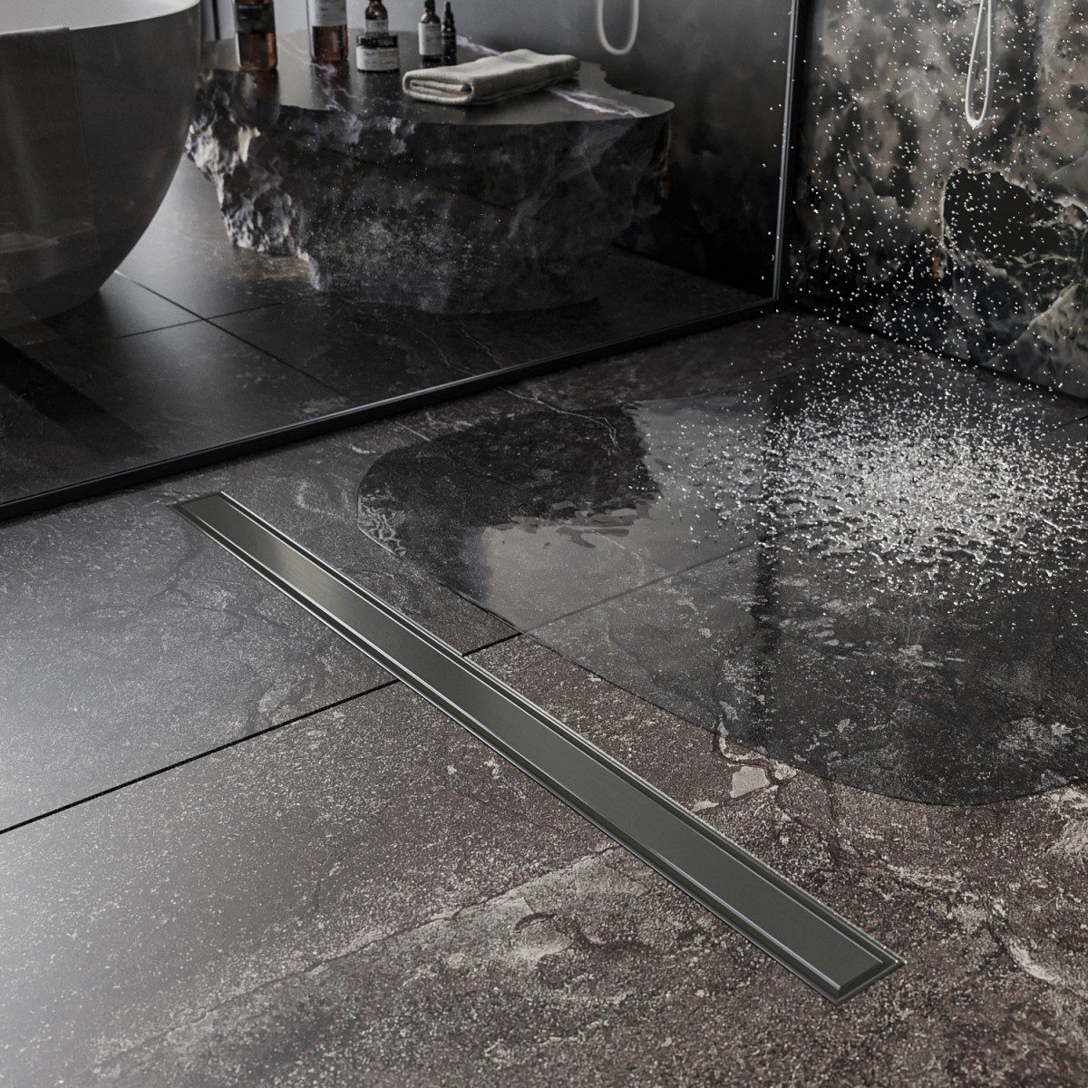 Трап для душа Roxen Supra Gun metal 91050-60GM линейный, "под плитку", 60 см — изображение 4