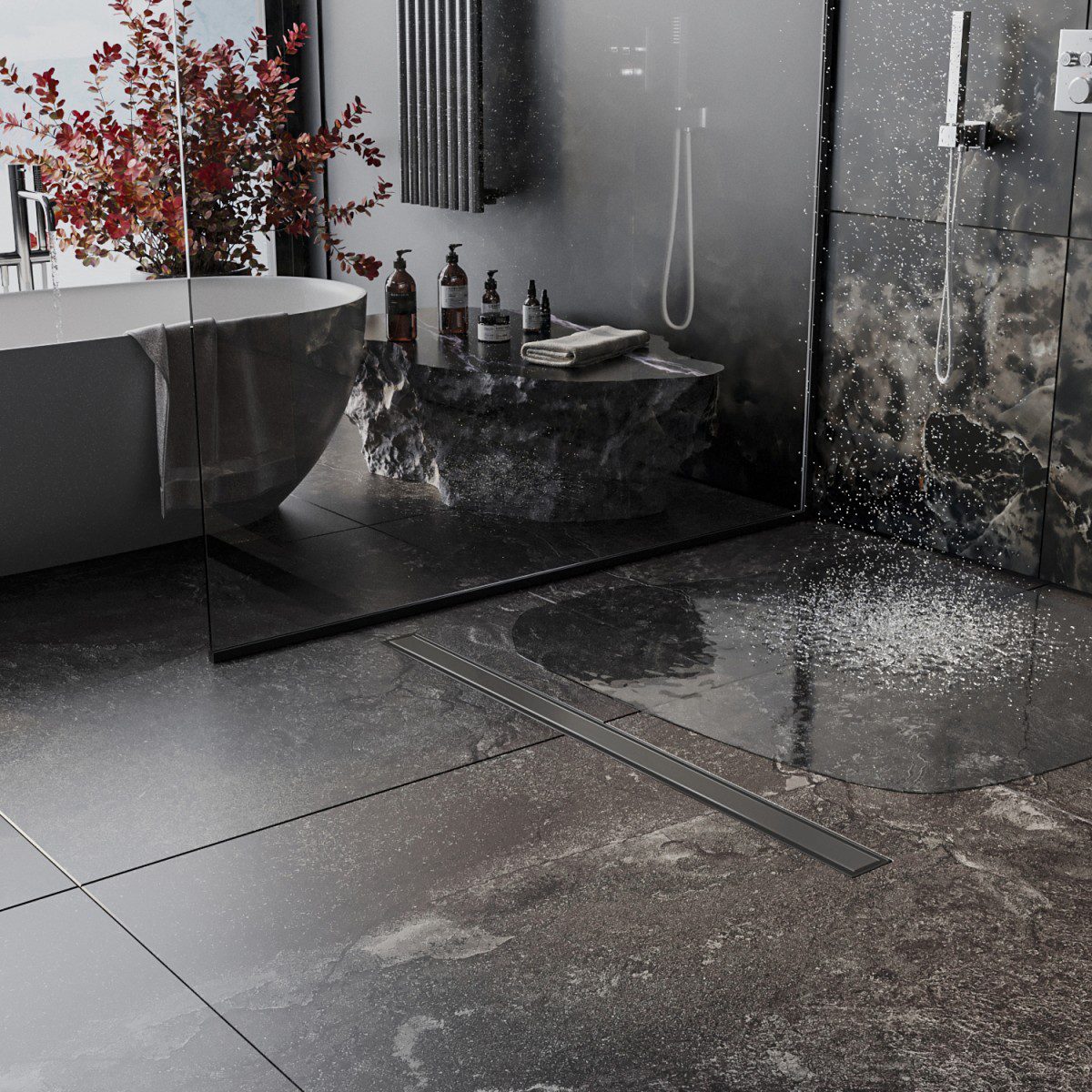 Трап для душа Roxen Supra Gun metal 91050-60GM линейный, "под плитку", 60 см — изображение 5