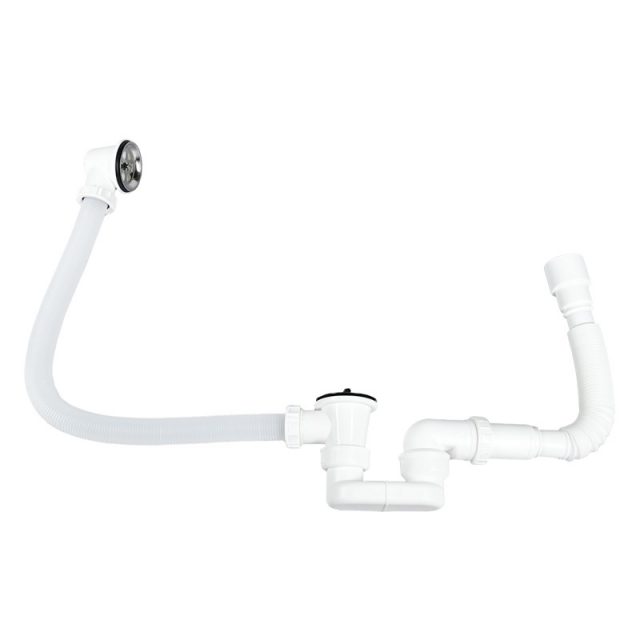Сифон для ванны (обвязка) с гофрой D40/50, пластик, белый WISENT 8903602