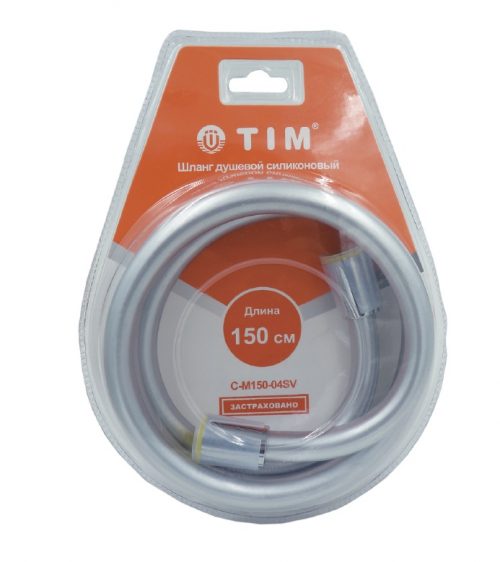 Душевой шланг для лейки 175 см., латунь, ПВХ, серебристый + серый Tim C-M175-04SV