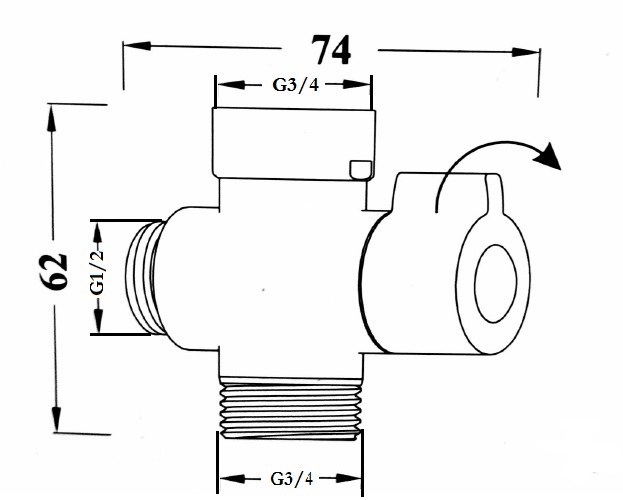 Дивертор "переключатель на душ внешний", латунь, хром Ledeme LAAA-2, схема