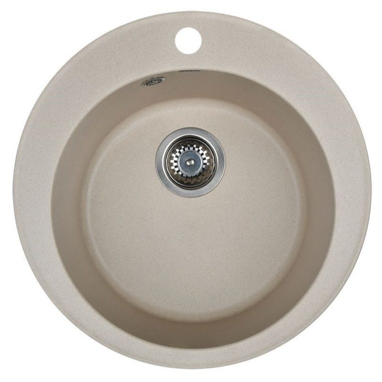 Круглая кухонная мойка из искусственного камня Wisent WR510-30 кремовая для тумбы 45 см