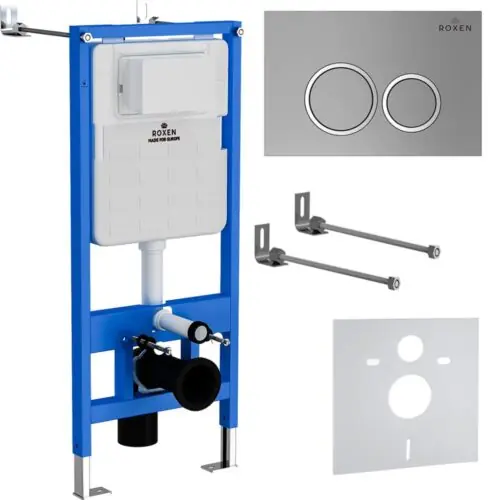 Комплект инсталляции Roxen StounFix Dual Fresh с кнопкой Caspia (хром/матовая), 821002
