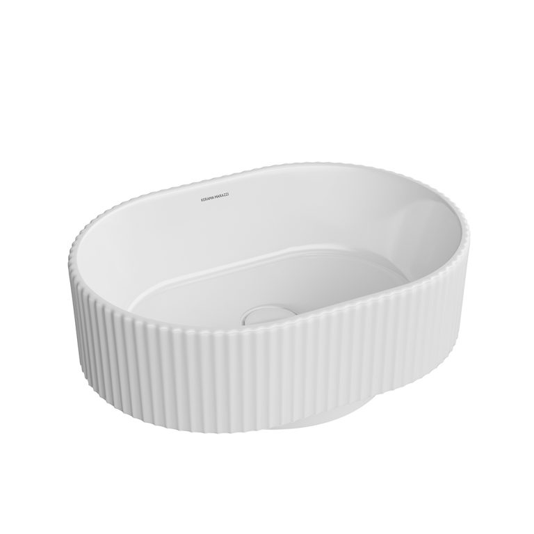 Накладная раковина Kerama Marazzi Artbasin Vento 50: овальная чаша высотой 18 см на столешнице